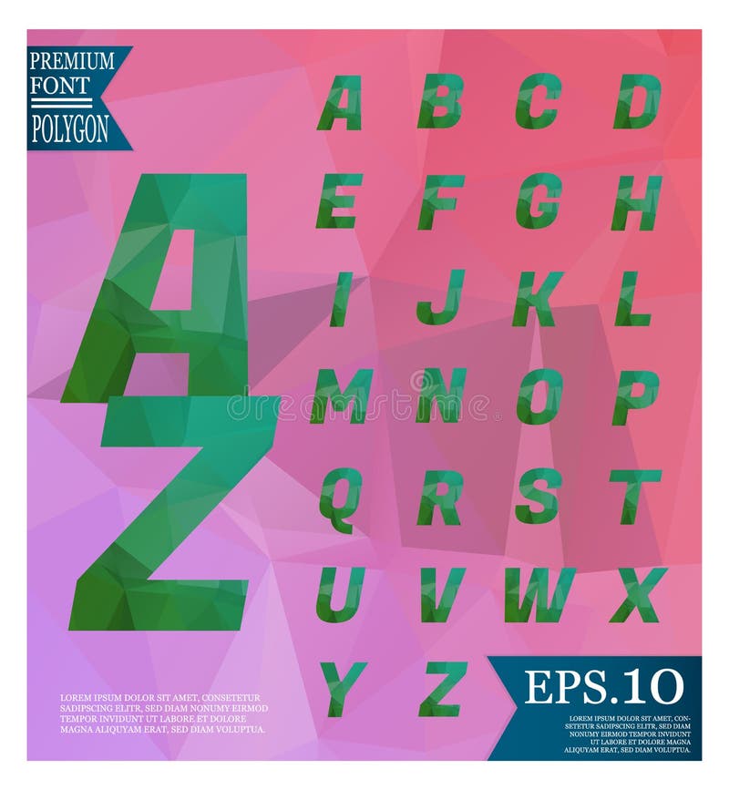 Font lowpoly on abstract background low poly textured triangle vector illustration