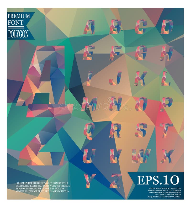 Font lowpoly on abstract background low poly textured triangle stock illustration