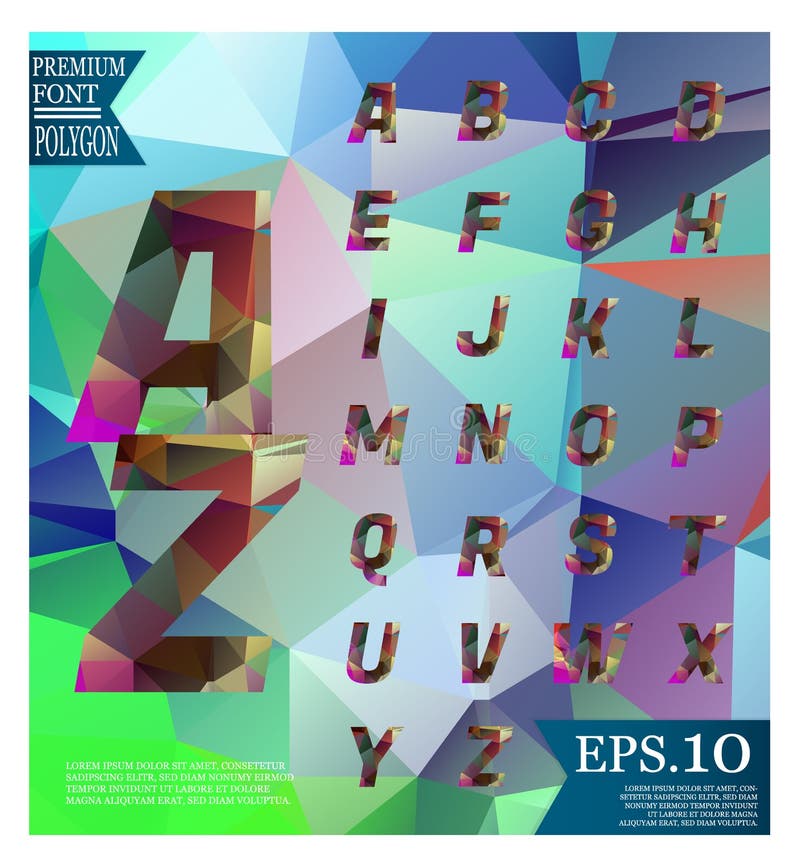 Font lowpoly on abstract background low poly textured triangle vector illustration