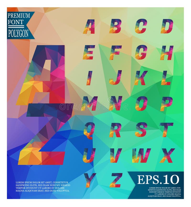Font lowpoly on abstract background low poly textured triangle s vector illustration