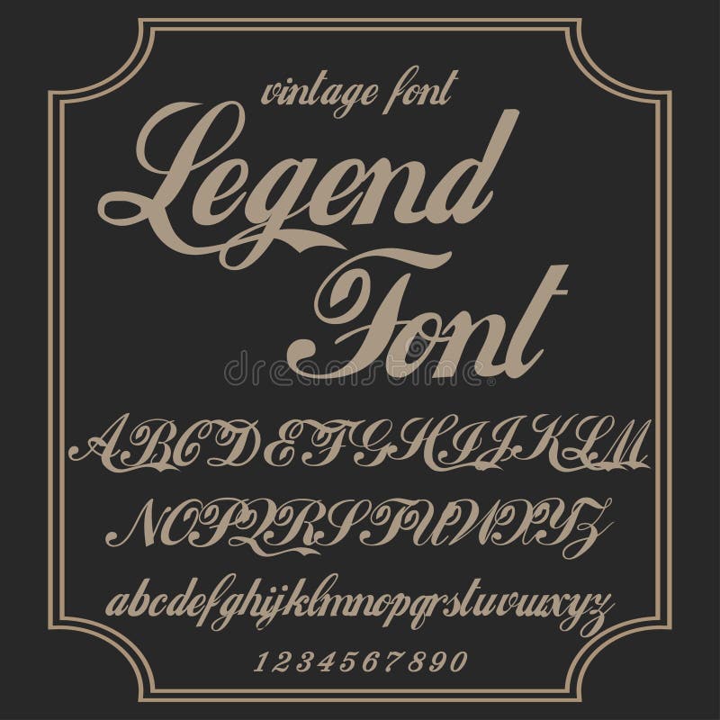 Font. Typeface. Script. Old style - vintage script font. Vector typeface for labels and any type designs - stock vector