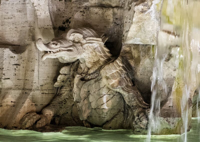 Fontana dei Quattro Fiumi or Fountain of the Four Rivers in the Piazza Navona in Rome, Italy.