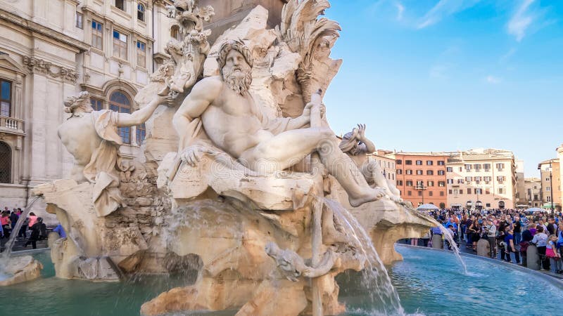 Fontana dei Quattro Fiumi in Piazza Navona in Rome, Italy