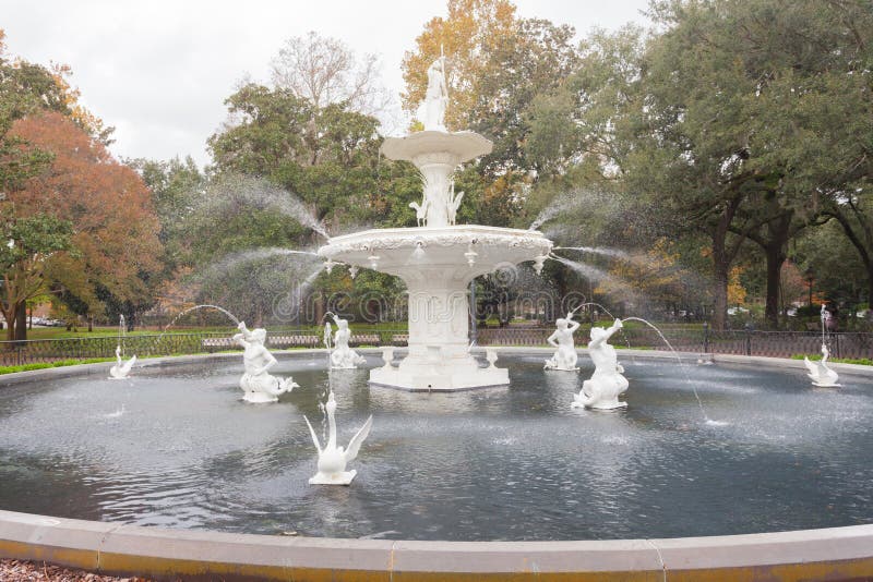 Fontana Savannah Georgia storica Stati Uniti del parco di Forsyth immagini stock