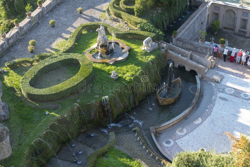 Fontanny i ogród willi d «este Tivoli, Włochy fotografia stock Fontanny i ogród willi d «este Tivoli, Włochy fotografia stock