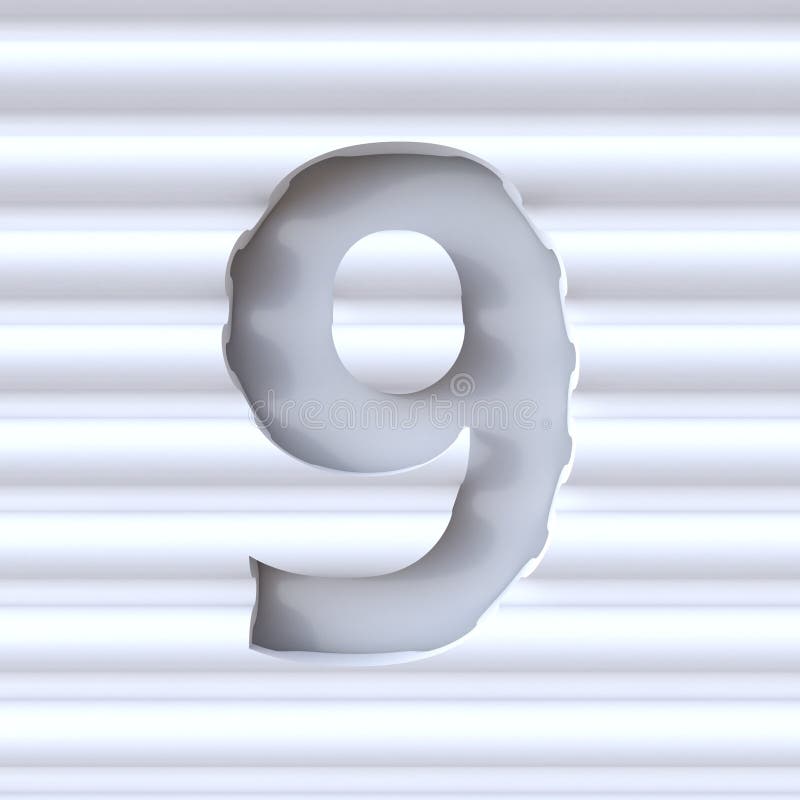 Fonte cortada na superfície NÚMERO 9 da onda NOVE 3D ilustração stock Fonte cortada na superfície NÚMERO 9 da onda NOVE 3D ilustração stock