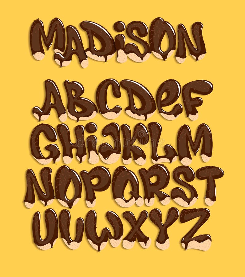 Fonte de chocolat composée, alphabet doux, illustration de vecteur illustration de vecteur Fonte de chocolat composée, alphabet doux, illustration de vecteur illustration de vecteur