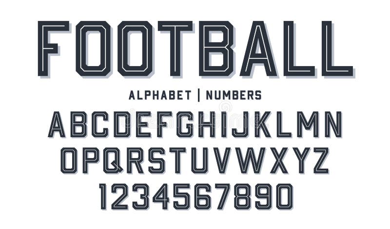 Fonte di stile di sport Fonte di stile di calcio con le linee dentro Lettere e numeri atletici di stile per il corredo di calcio