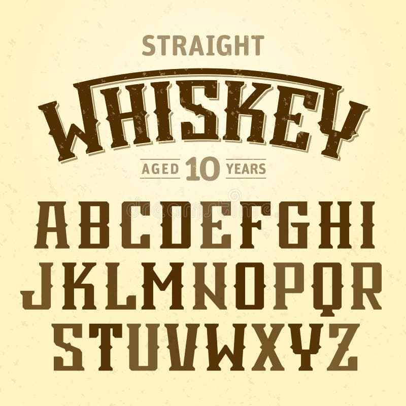Fonte diritta dell'etichetta del whiskey con schema di campionamento