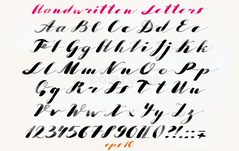 Fonte disegnata a mano calligrafica Alfabeto scritto a mano nello stile elegante della spazzola Scritto moderno nel vettore Artis