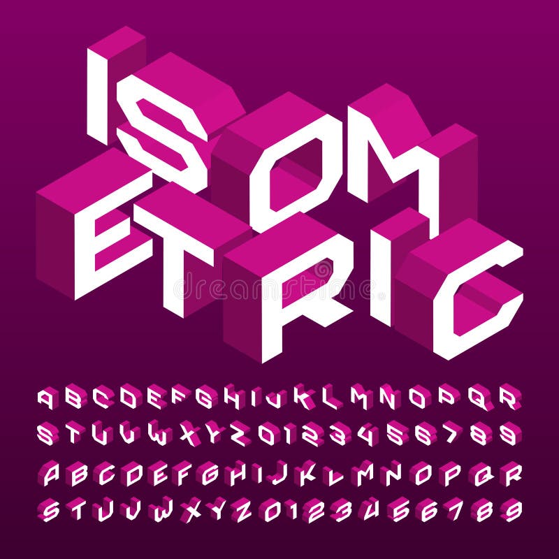 Fonte isom?trica do alfabeto letras, n?meros e s?mbolos geom?tricos do efeito 3d ilustração do vetor Fonte isom?trica do alfabeto letras, n?meros e s?mbolos geom?tricos do efeito 3d ilustração do vetor