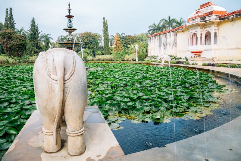 Fountain at Saheliyon Ki Bari Garden of the Maidens in Udaipur, India. Asia. Fountain at Saheliyon Ki Bari Garden of the Maidens in Udaipur, India. Asia