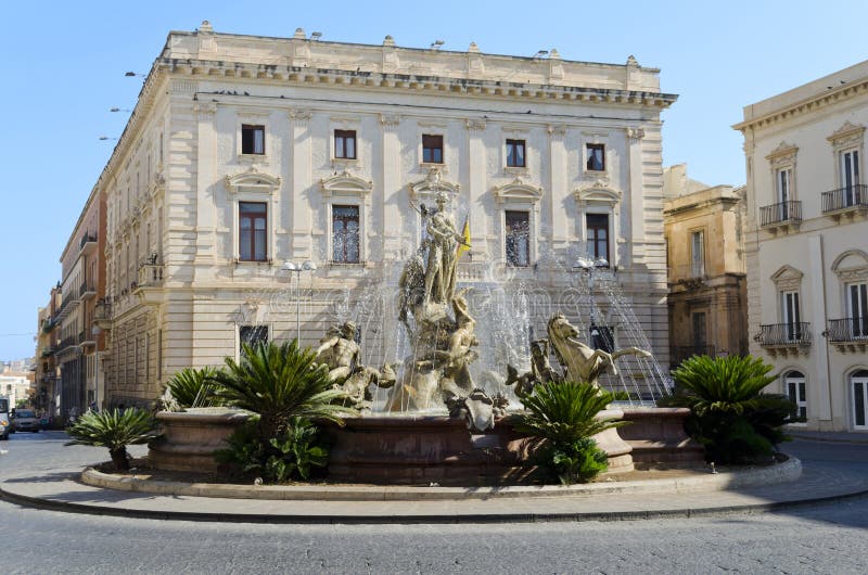 Fontein in Siracusa - Sicilië, Italië