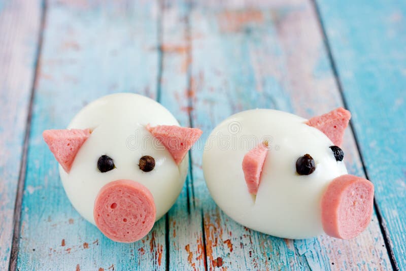 Boiled Egg Pigs, Cute Piglets Made from Eggs Stock Photo Image of