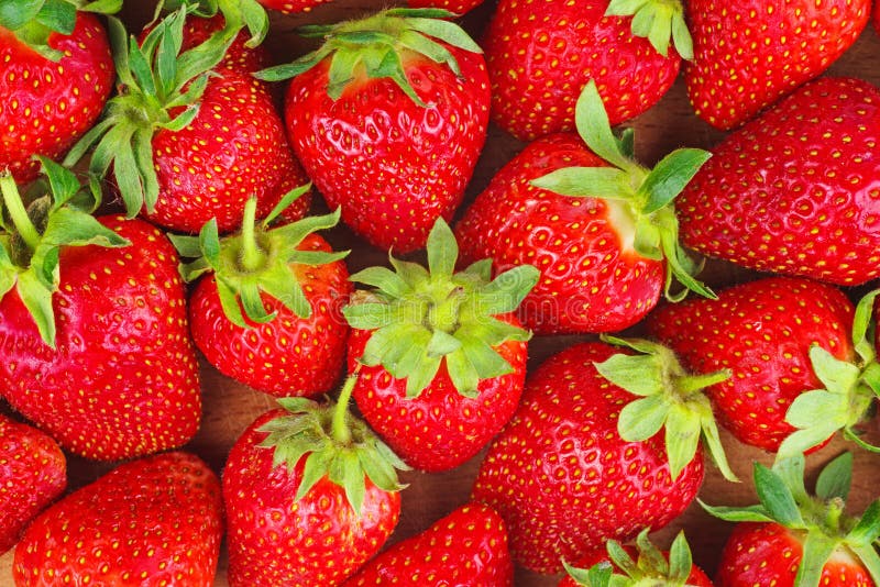 Food background: red strawberries