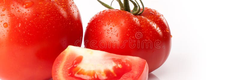 Food banner concept, organic vegetables and ingredients: close up of organic tomatoes