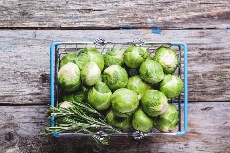 Food basket of brussels sprouts