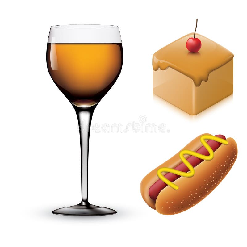 Food and Beverage Set. Vector Illustration Decorative Design Stock