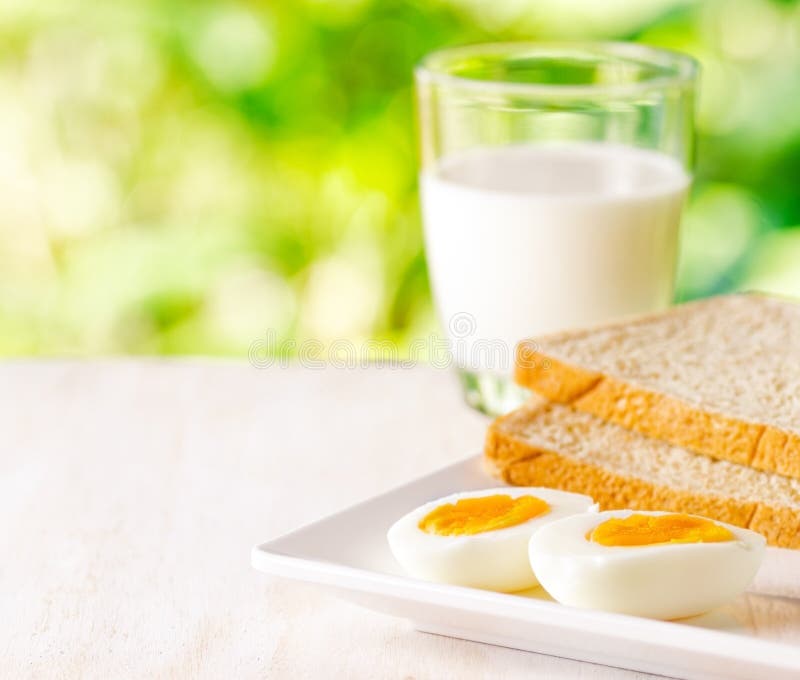 Boiled Eggs, Toasts and Glass of Milk Stock Photo Image of glass