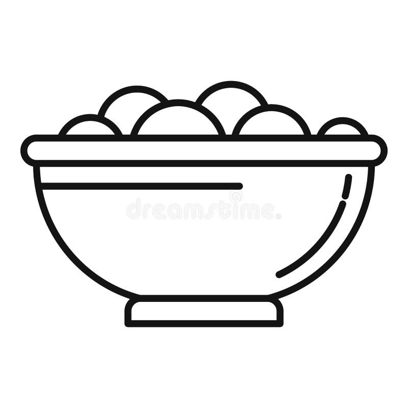 Food Bowl Icon, Outline Style Stock Vector - Illustration of lunch ...