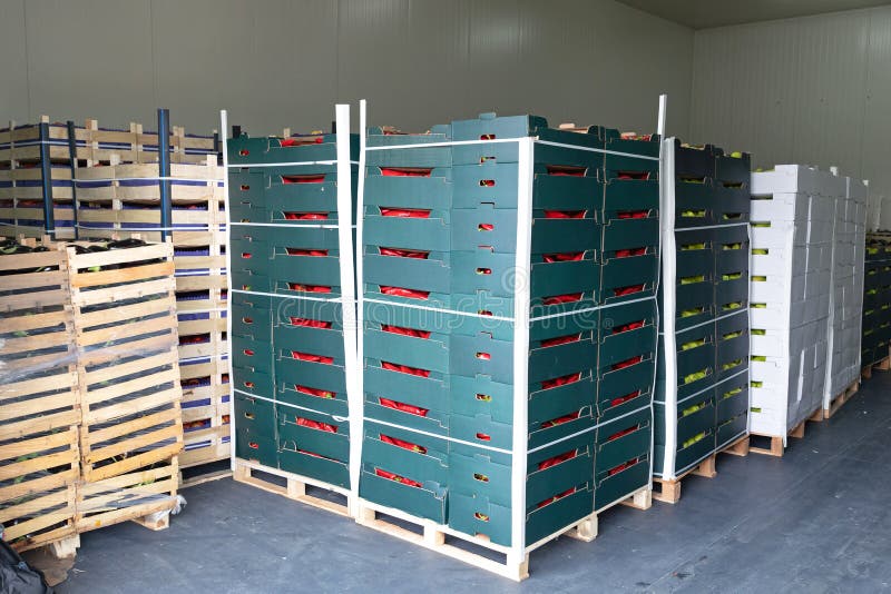 Food Boxes at Pallets stock photo. Image of pallets 171550226