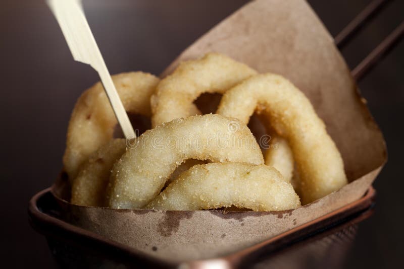 Food in a cafe onion rings stock image. Image of snack 237245227