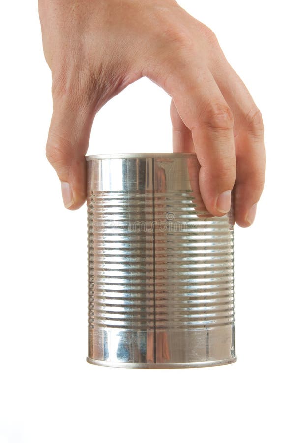 Food can in hand stock photo. Image of reflection, concepts 15489602