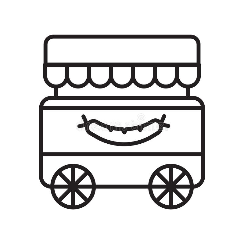 Food cart icon vector isolated on white background, Food cart transparent sign , thin line design elements in outline style