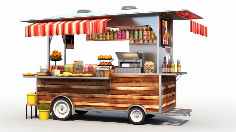 Food Cart for Serving Delicious Street Food. Generative AI. Stock