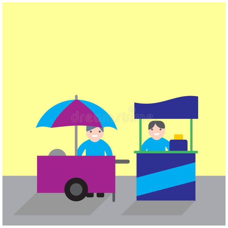 Food carts with seller, food stand business competition royalty free illustration Food carts with seller, food stand business competition royalty free illustration