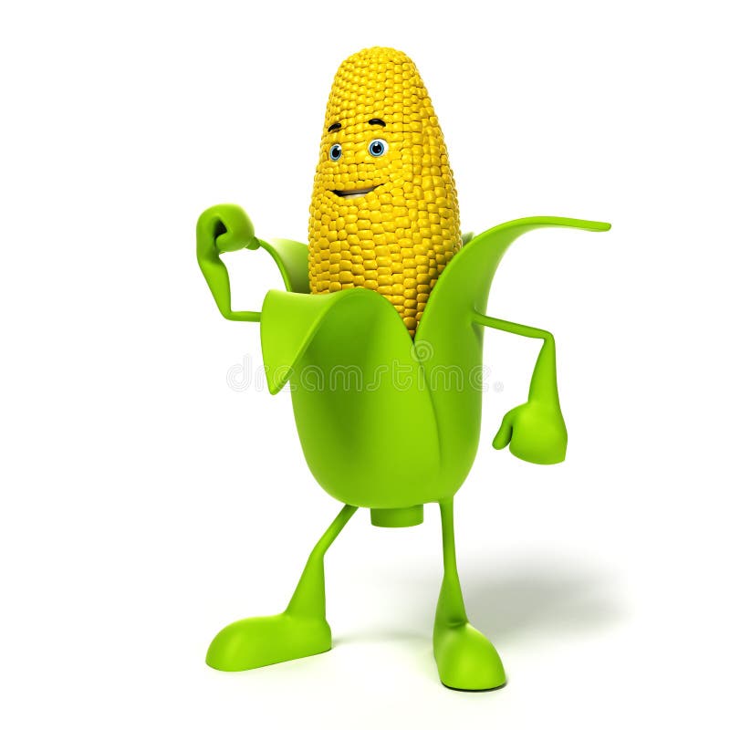 Food character - corn cob vector illustration