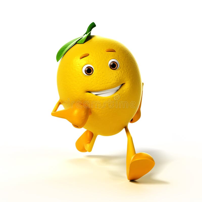 Food character - lemon vector illustration