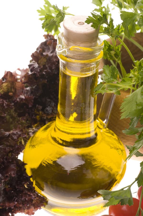 Food Closeup with Olive Oil and Vegetables Stock Photo Image of