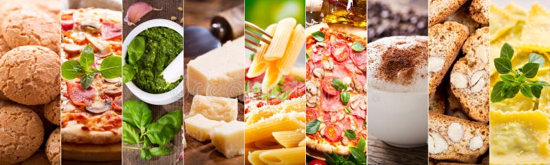 Food collage of italian cuisine