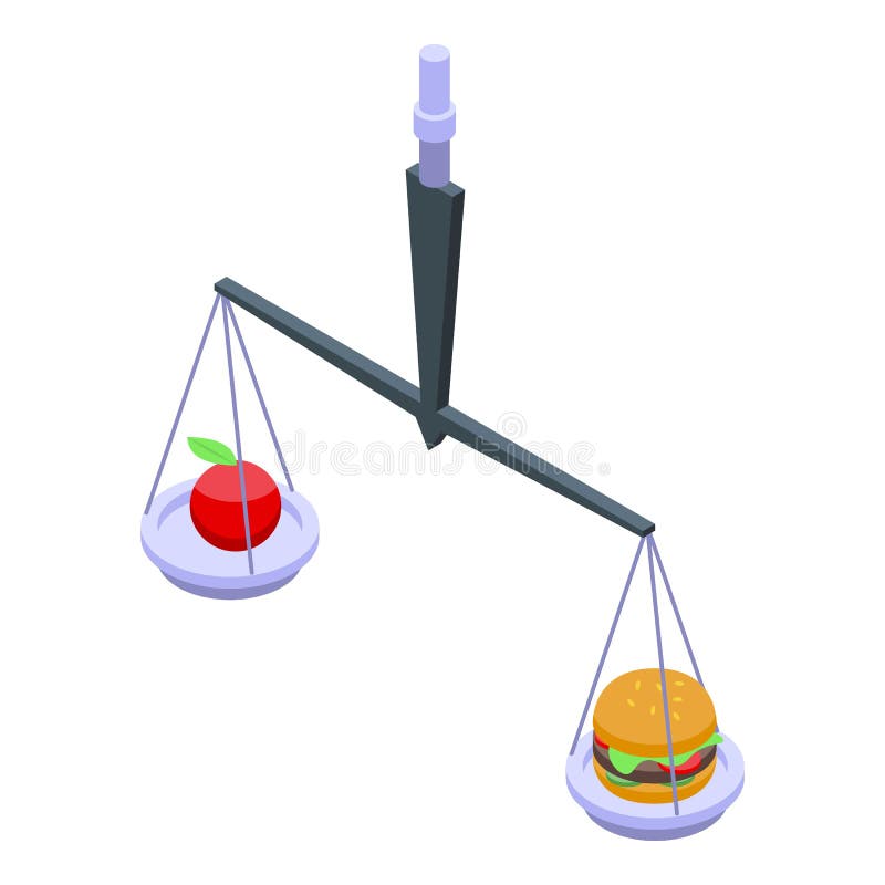 Balance scales with food comic book style Vector Image