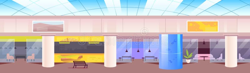 Food Court Flat Color Vector Illustration Stock Vector - Illustration