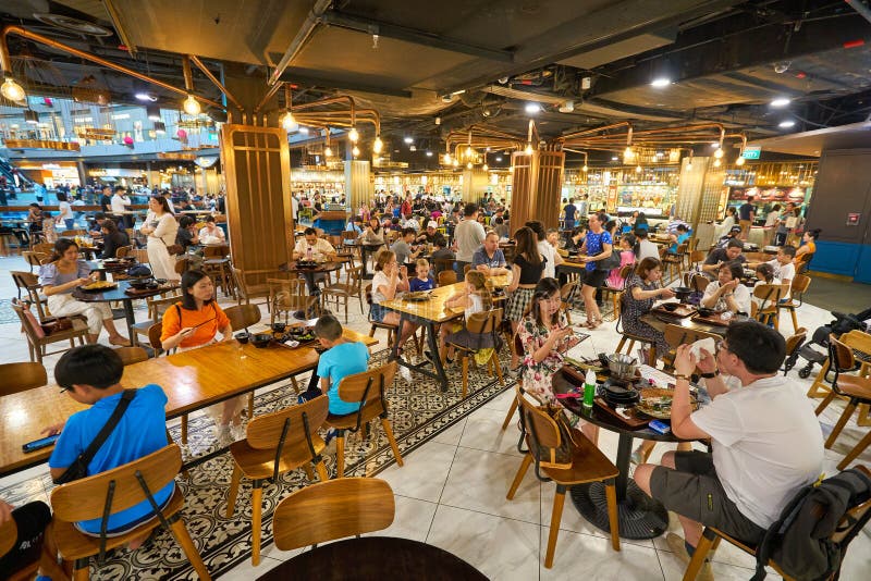 A Food Court in the Shoppes at Marina Bay Sands Editorial Stock Photo