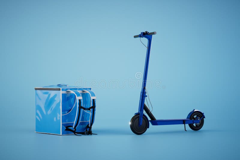 Food Delivery on an Electric Scooter. Electric Scooter and Food
