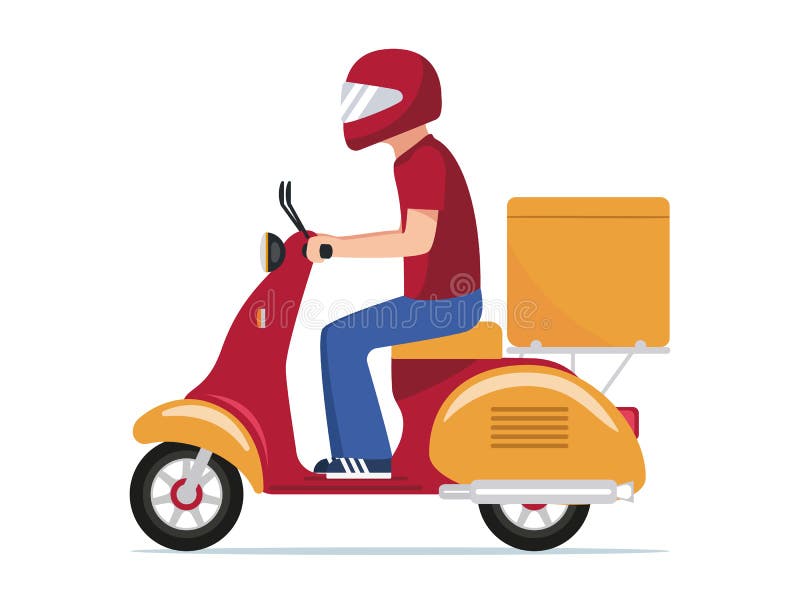 Food Delivery Man Riding a Scooter Stock Vector - Illustration of helmet, biker: 176741230 Food Delivery Man Riding a Scooter Stock Vector - Illustration of helmet, biker: 176741230