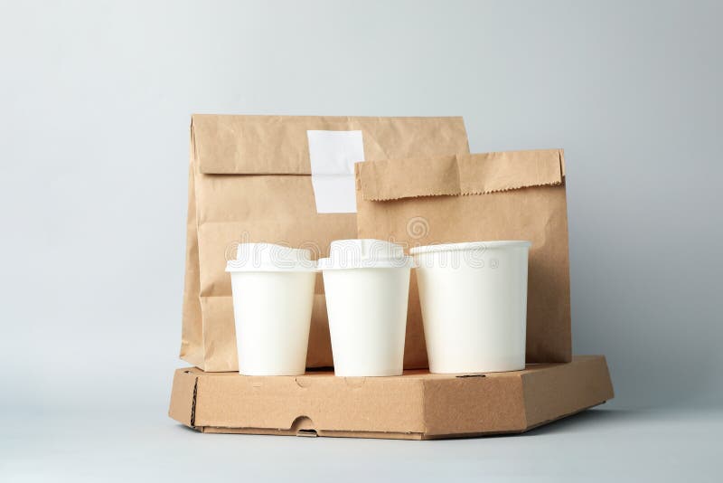 Download Food Delivery Mockup On Light Gray Background Space For Text Stock Image - Image of clipping ...
