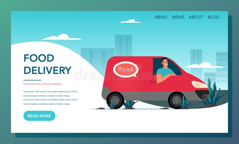 Food delivery web banner. Online delivery concept