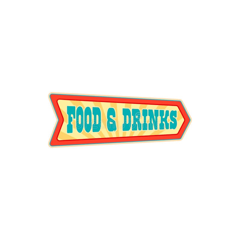Food and drinks circus pointer isolated bar sign stock illustration