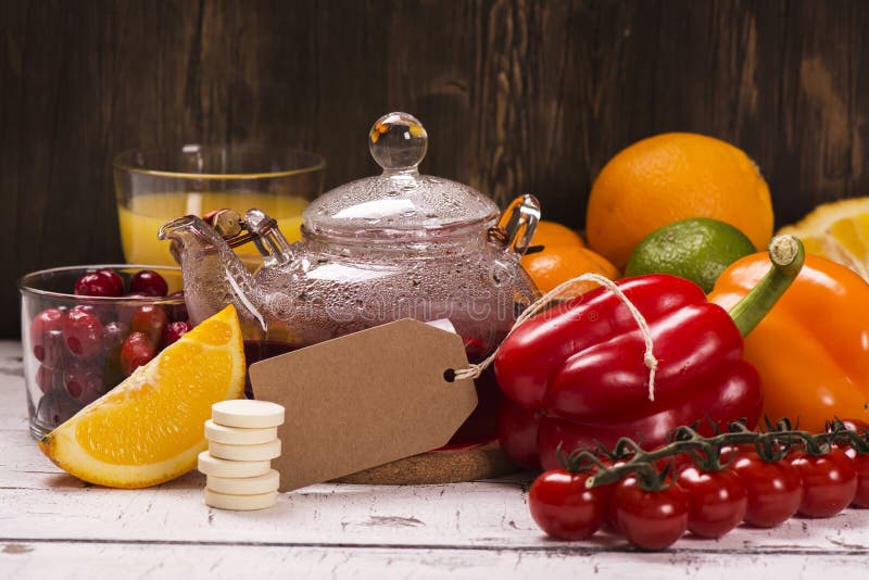 Food and Drinks Rich of Natural Vitamin C Stock Photo Image of pills, mineral 70988158