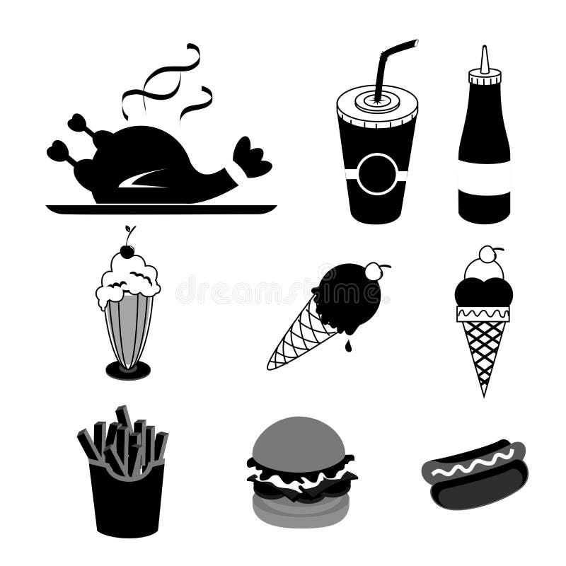 Food and drinks silhouettes