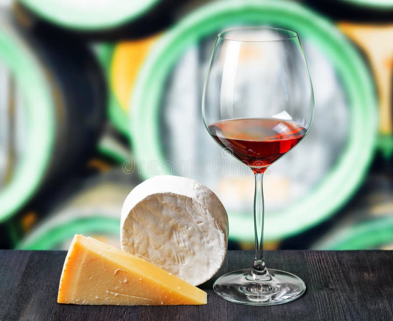 Glass of Wine and Cheese in Winery Stock Photo Image of store, flavor