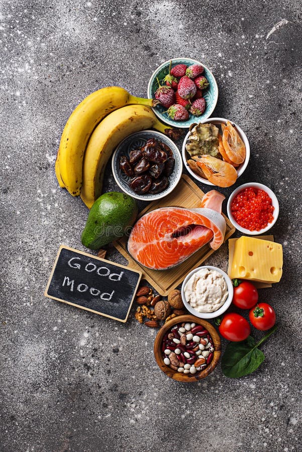 Food for Good Mood and Happiness. Stock Photo Image of bean, hormone