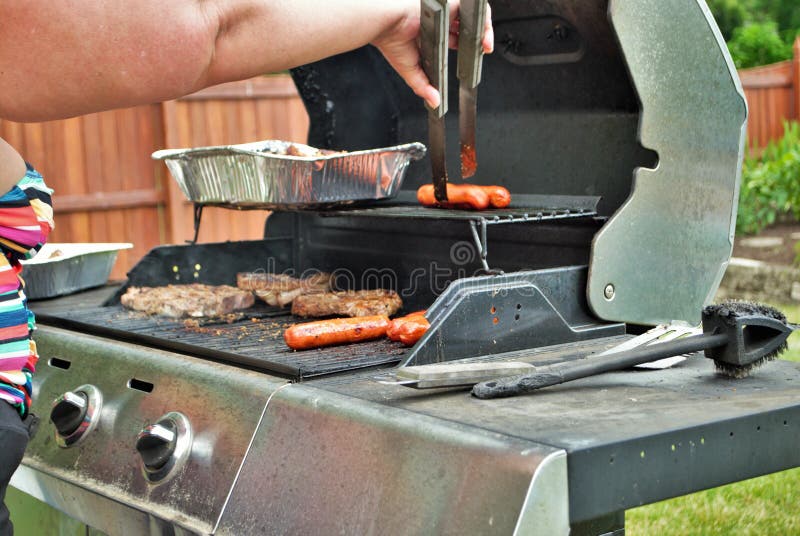 Food on the Grill at a Backyard Cookout Stock Image Image of barbeque