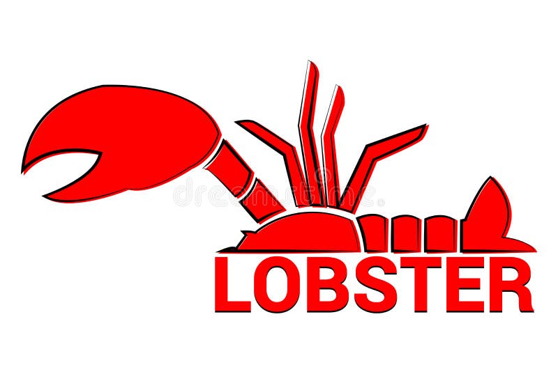 Half lobster. Cartoon red lobster with black design elements. Restaurant vector logo template. stock illustration Half lobster. Cartoon red lobster with black design elements. Restaurant vector logo template. stock illustration