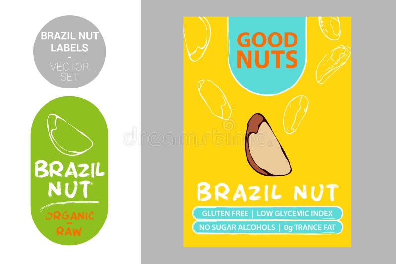 Brazil Nut Product Badge with Text Gluten Free, Low Glycemic Index, No
