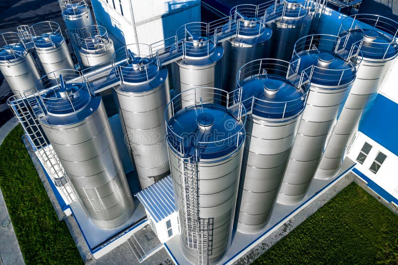 Food industry enterprise top view from a drone royalty free stock photo